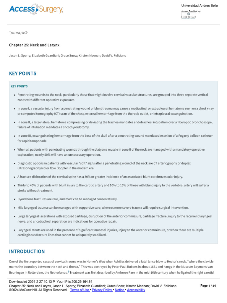 Chapter 25 - Neck and Larynx | PDF | Neck | Common Carotid Artery