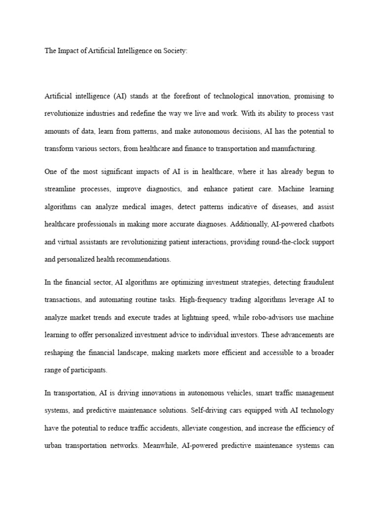 AI's Transformative Impact on Society | PDF | Artificial Intelligence ...
