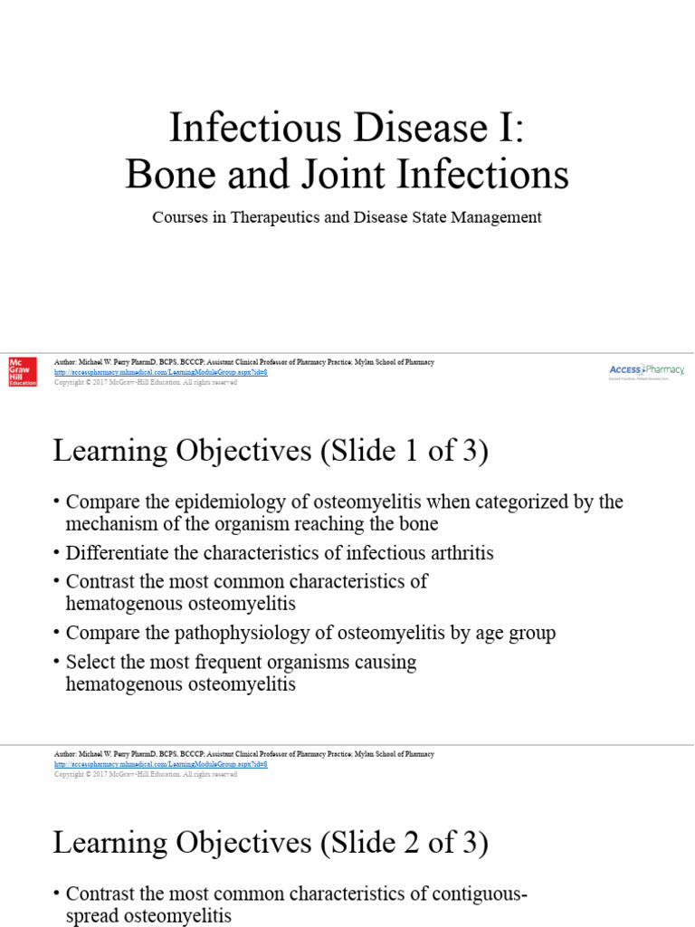 Infectious Disease I - 05 (2) - Bone and Joint Infections (Courses in ...