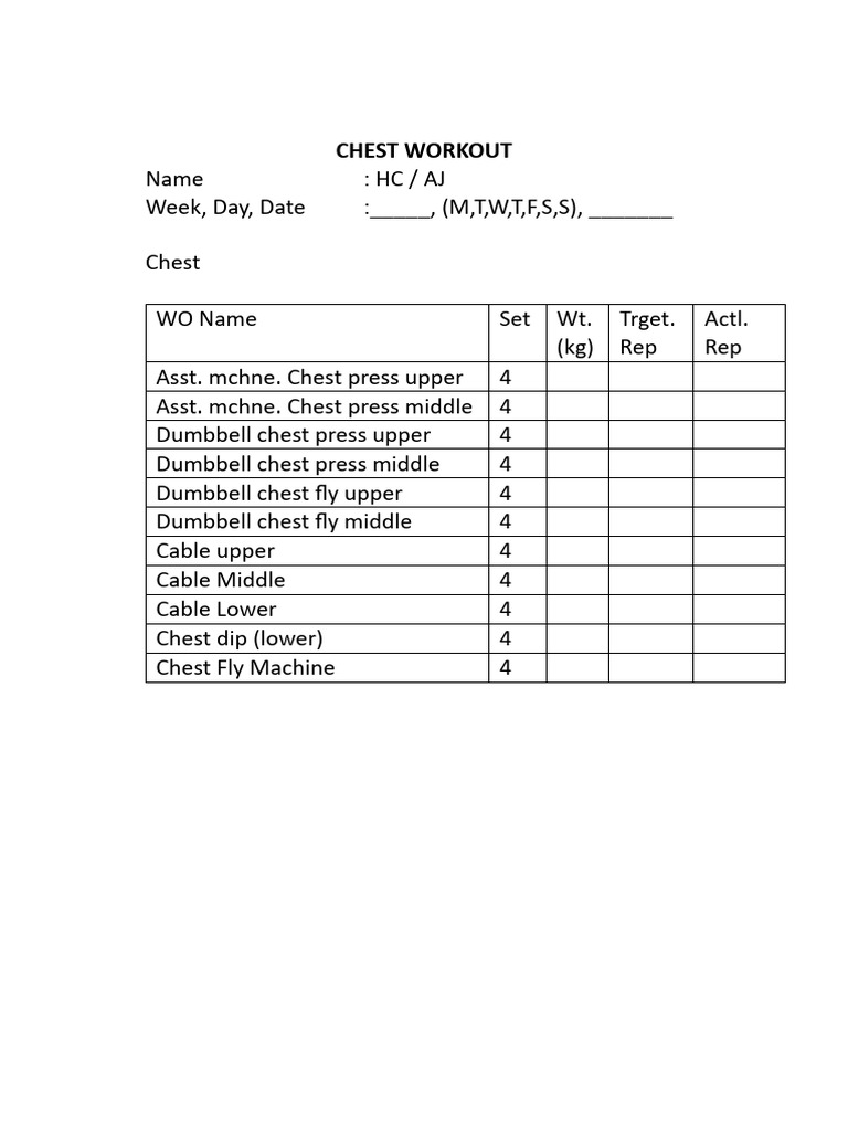Chest and Back WORKOUT PDF