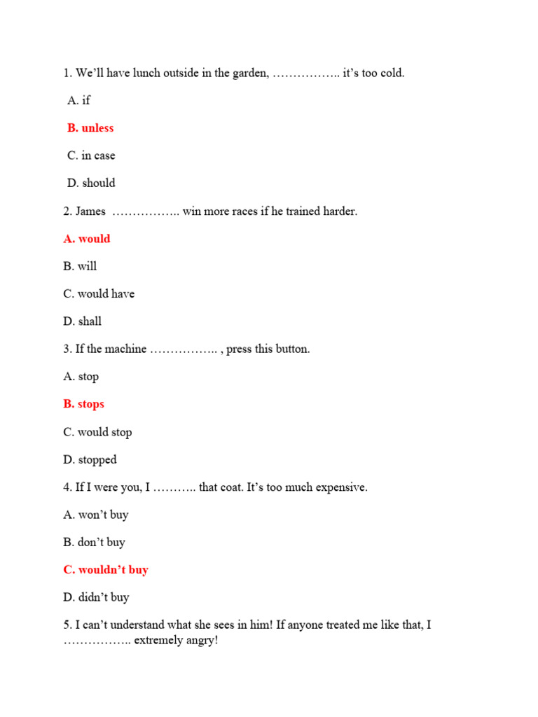 Conditional Sentences Practice Exercises | PDF