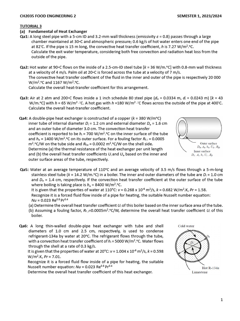 Tutorial 3 Revised Solution Pdf Heat Transfer Heat Exchanger