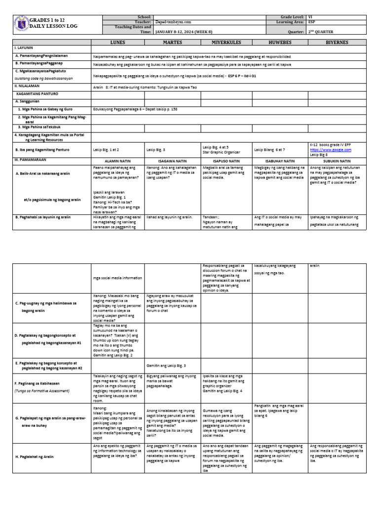 DLL - Esp 6 - Q2 - W8 | PDF