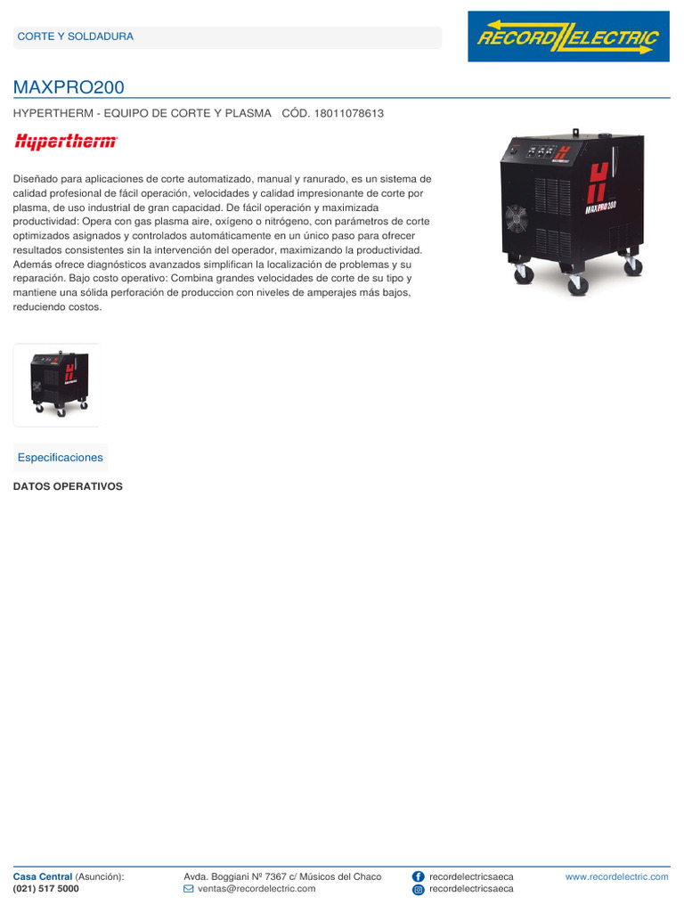 Especificaciones del Maxpro 200 | PDF