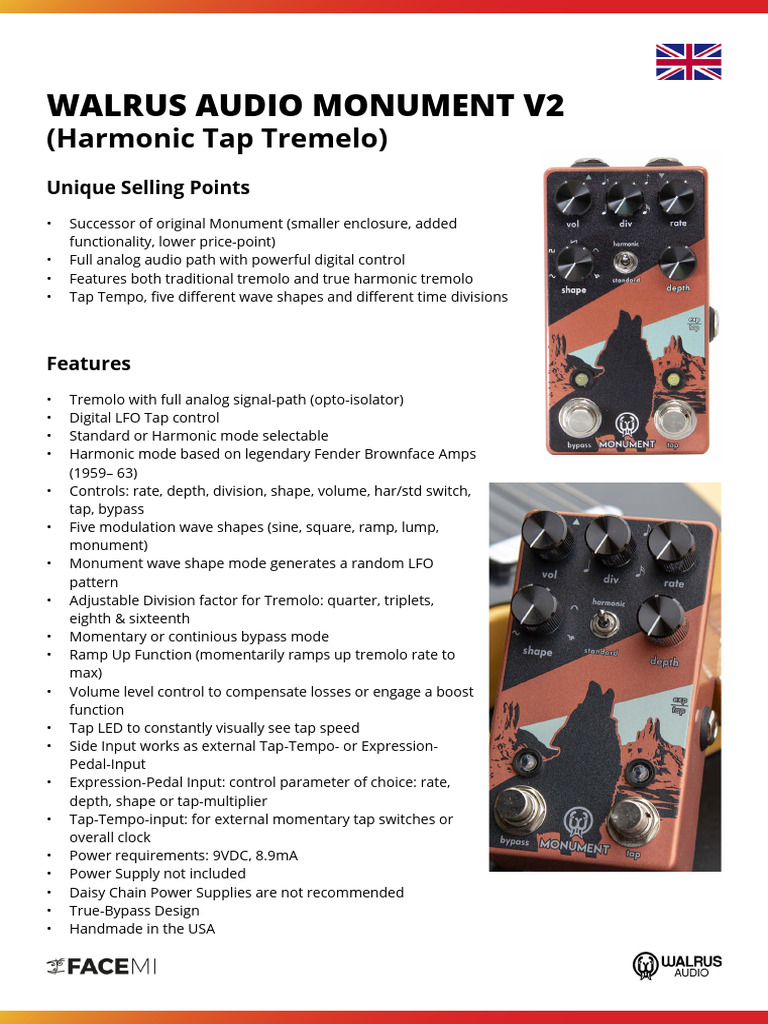 Walrus Audio Monument v2 Translation en | PDF | Sound Technology