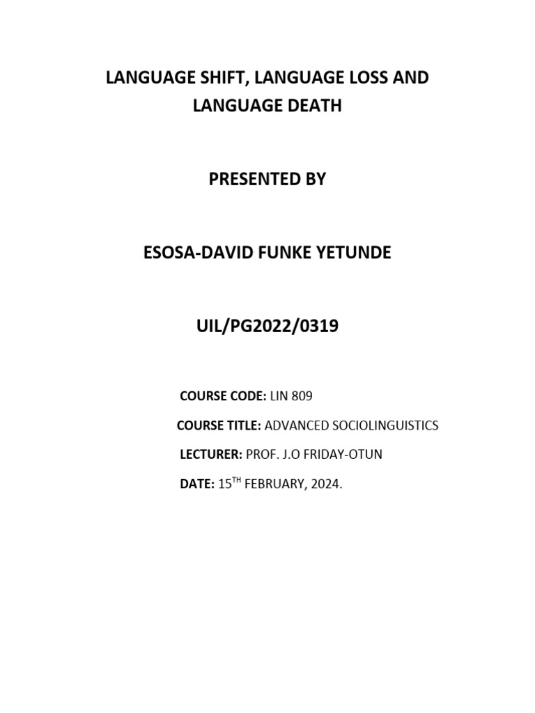 Language Shift | PDF