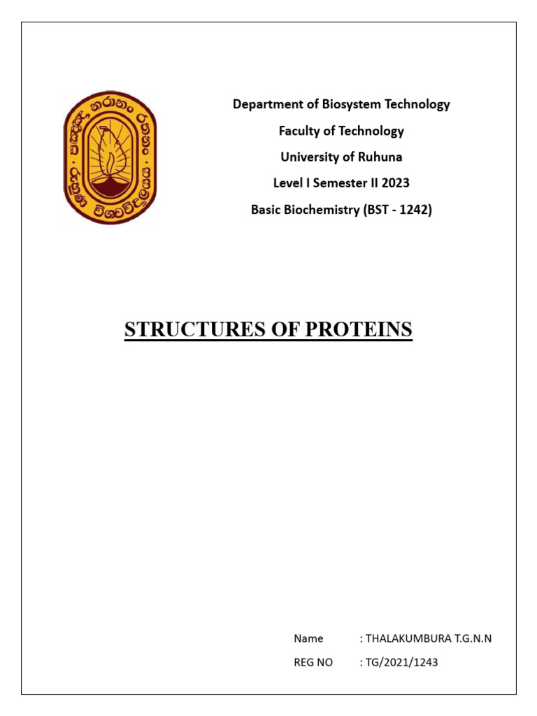 Introduction To Structure Of Proteins Pdf Science Mathematics