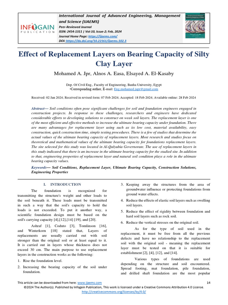 Effect of Replacement Layers on Soil Capacity | PDF