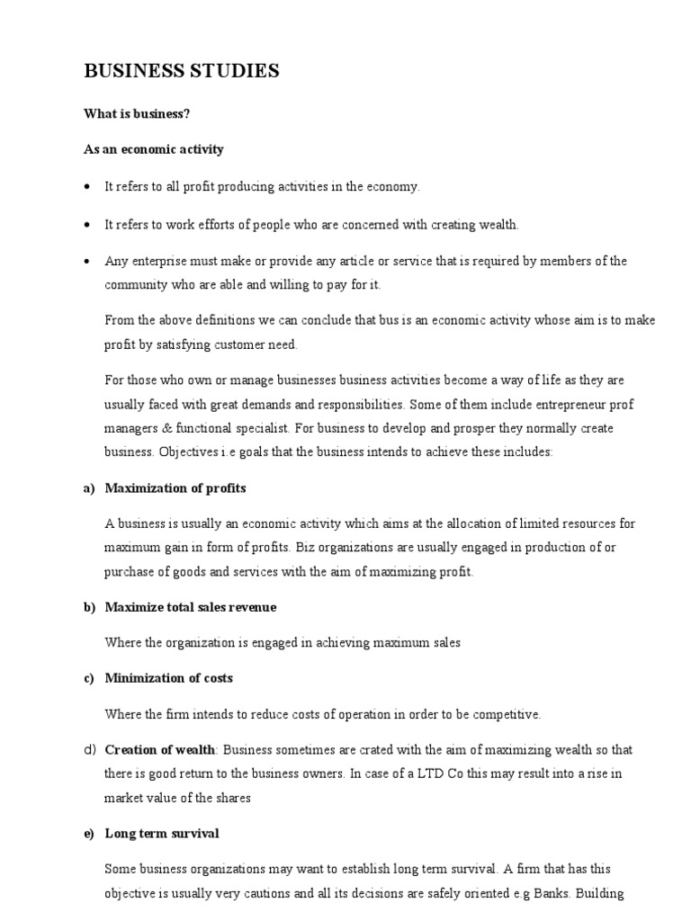Business Studies Overview and Objectives | PDF | Motivation | Motivational
