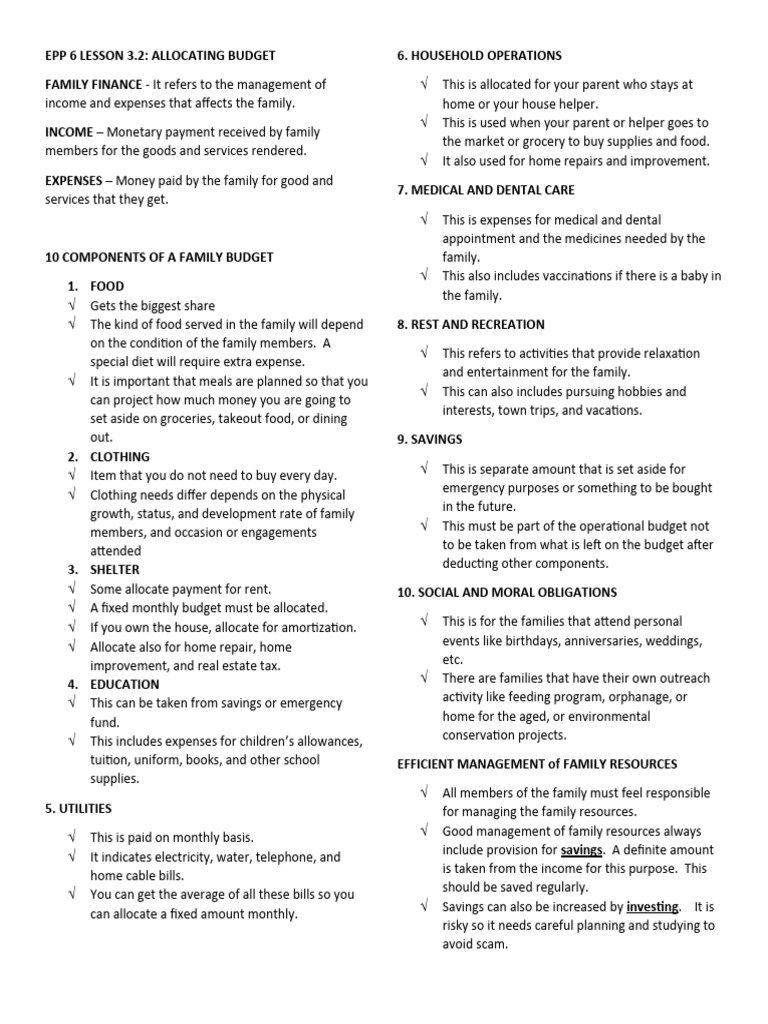 Family Budget Allocation Guide | PDF | Taxes | Expense