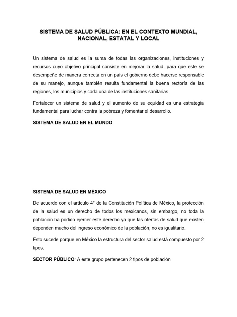 Sistema De Salud Pública Pdf Cuidado De La Salud Economias