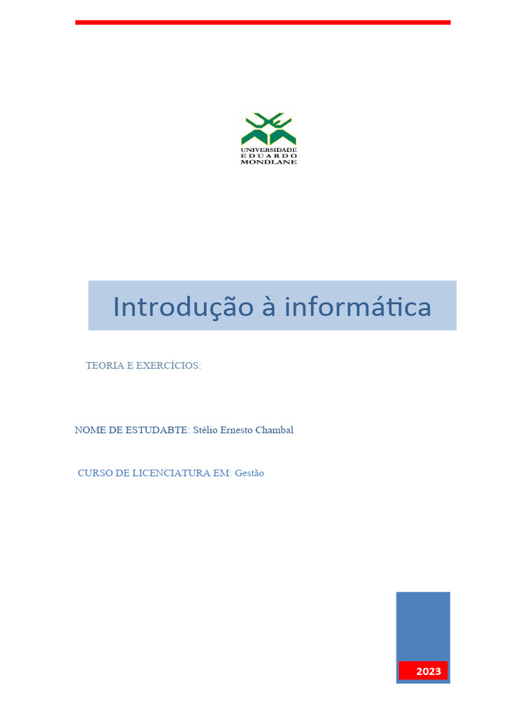 Tema 1 - Introdução À Informática Semana 1 2023 | PDF