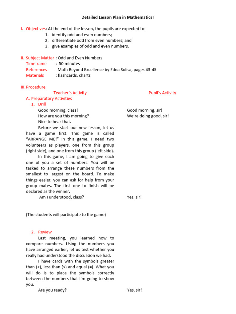 Detailed Lesson Plan in Mathematics I 5 PDF Free | PDF