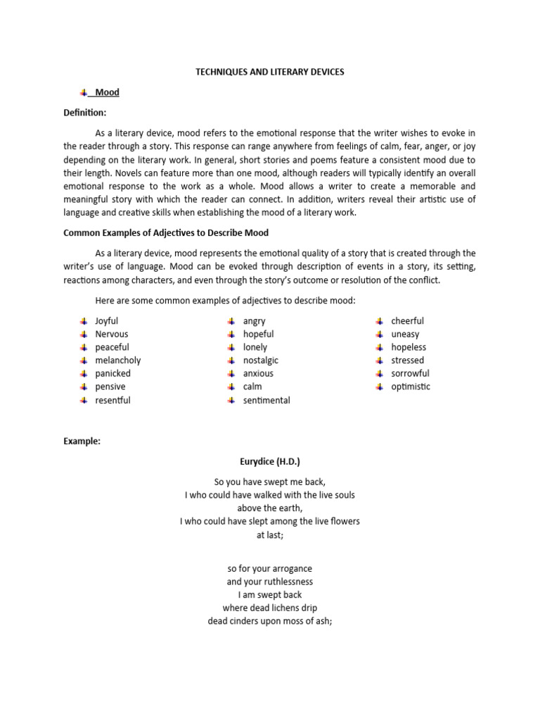Techniques and Literary Devices | PDF