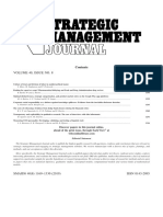 Strategic Management Journal - 2019 - Table of Contents