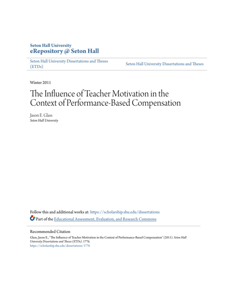 The Influence of Teacher Motivation in The Context of Performance | PDF ...