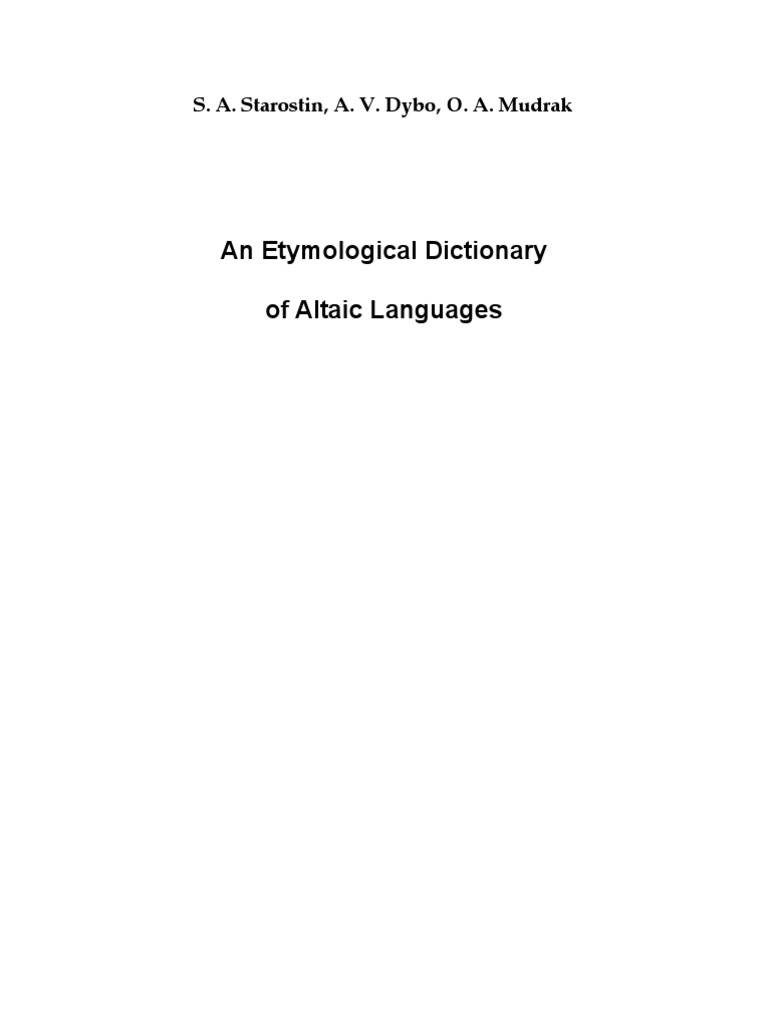 Altay Dilleri Etimolojik Sozluk 1 Pdf Syllable Phonology
