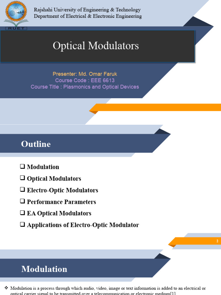 Optical Modulator Presentation | PDF | Plasmon | Optics