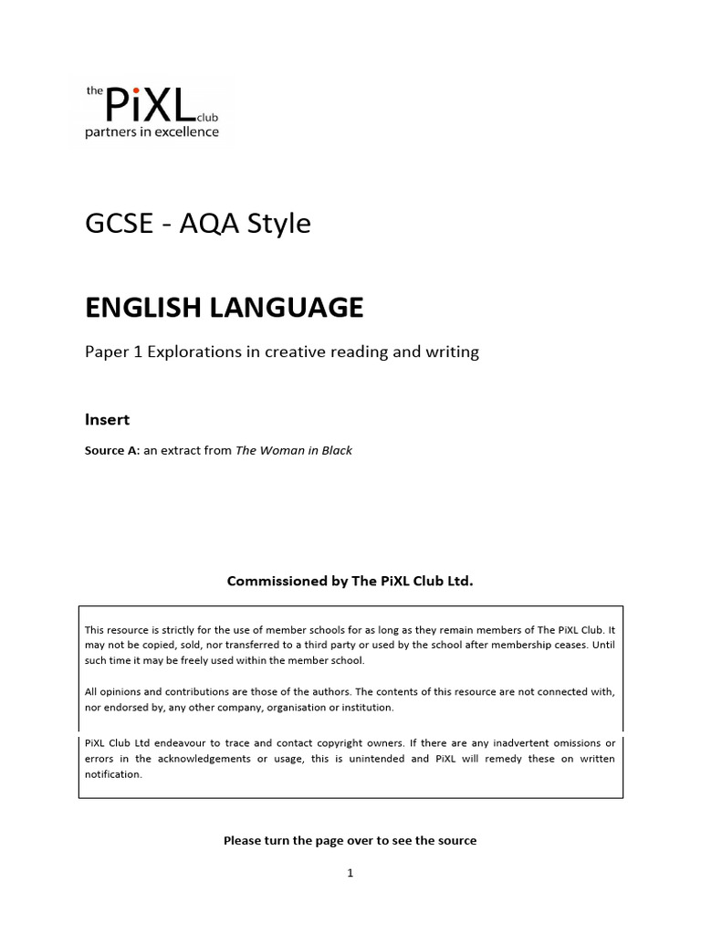 2 Aqa Style Gcse English Language - Paper 1 - Insert 1 | PDF