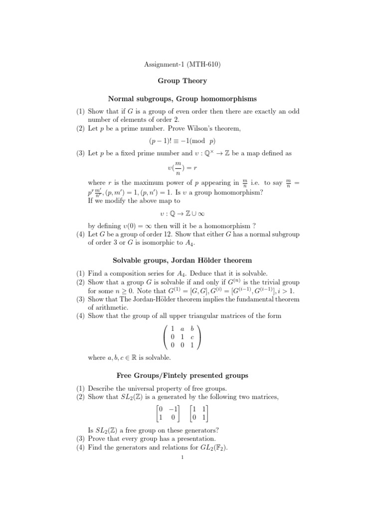 Group Theory Concepts and Theorems | PDF | Group (Mathematics) | Group ...