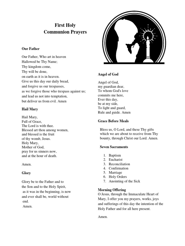 First Holy Communion Prayer Guide | PDF | Lord's Prayer | God The Father