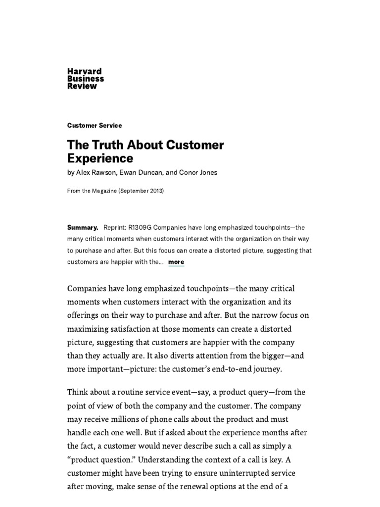Rethinking Customer Experience Management | PDF | Top Down And Bottom ...