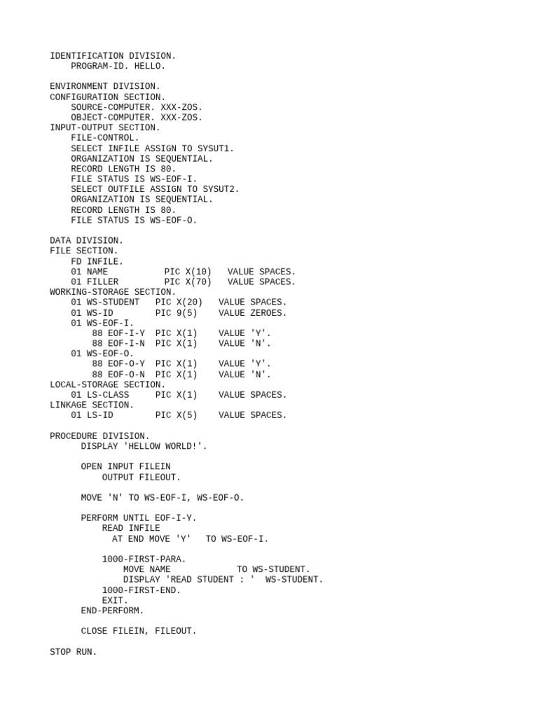 Sample Cobol Project