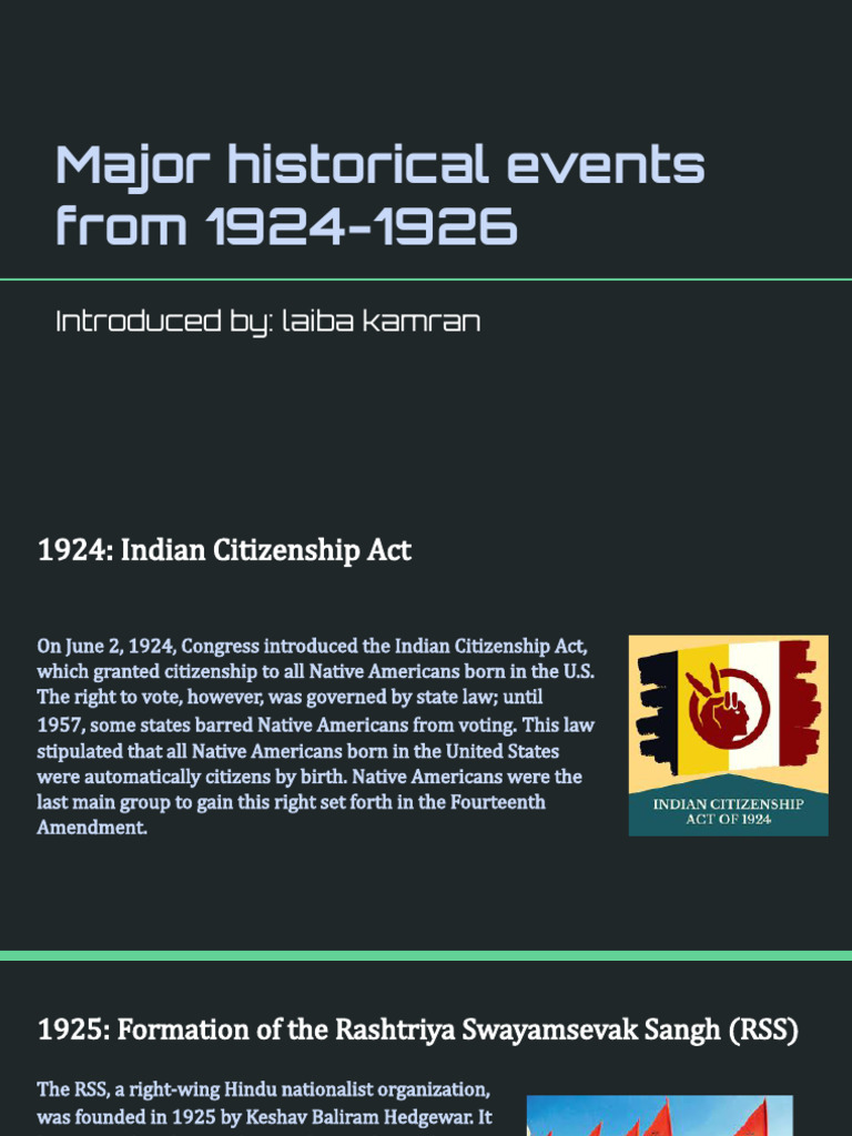 Key Historical Events: 1924-1926 | PDF | Politics | Social Science