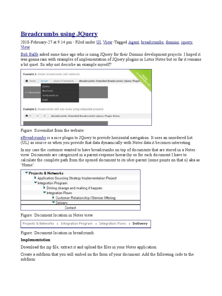 Implementing Breadcrumbs with jQuery | PDF | J Query | Parameter ...