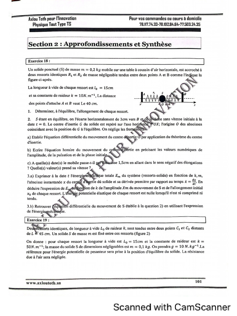 Exercice Sciences Physiques Pdf