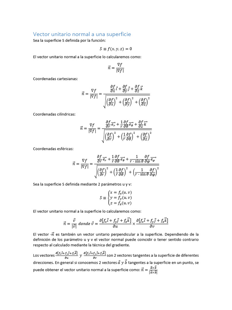 Vector Normal a Superficies Matemáticas | PDF | Vector Euclidiano | Esfera