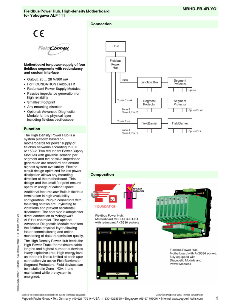 Fieldbus Power Hub, High-Density Motherboard For Yokogawa ALF 111 ...