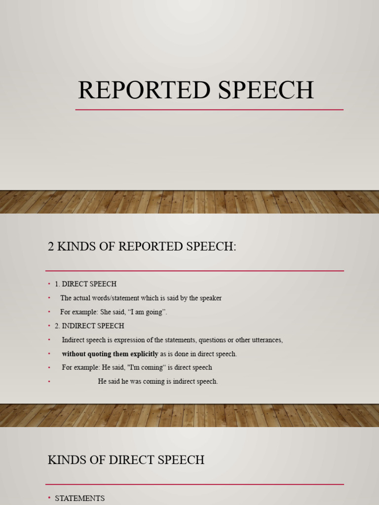 Reported Speech Guide: Direct vs Indirect | PDF | Linguistic Morphology ...
