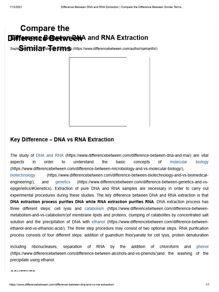 DNA vs RNA Extraction Methods Explained | PDF | Lysis | Biology