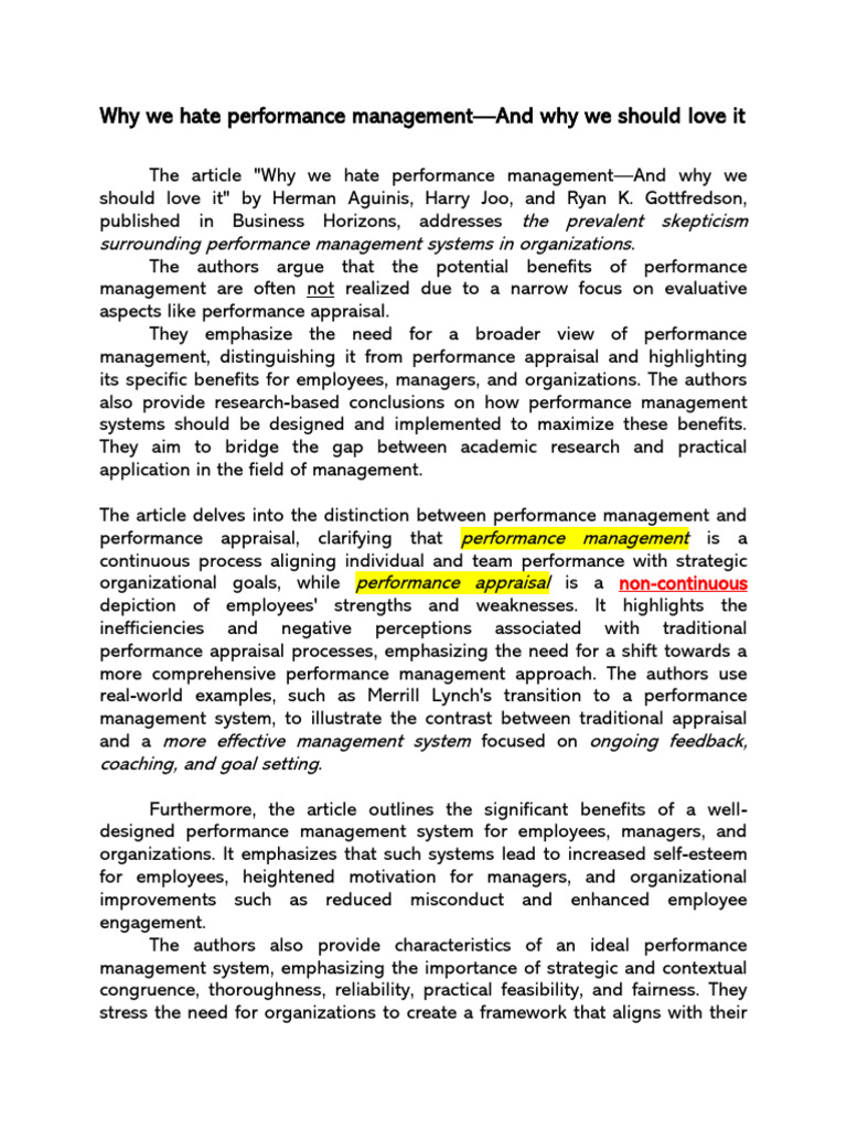 Why We Hate Performance Management Up Pdf
