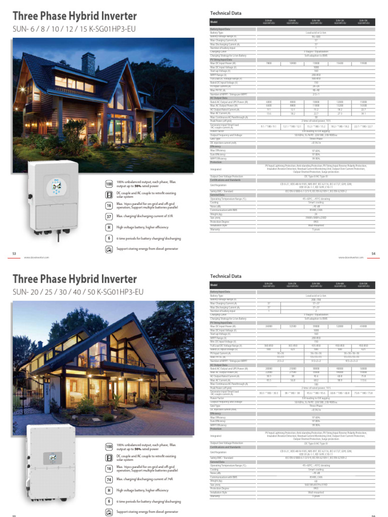 Three Phase Hybrid Inverter Catalogue | PDF | Alternating Current ...