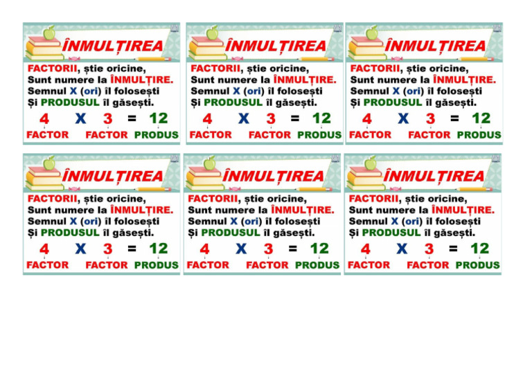 Inmultirea de Lipit in Caiet | PDF