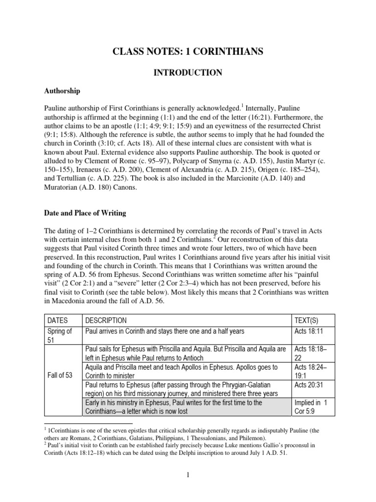 1 Corinthians Notes CP (1) - 1 | PDF