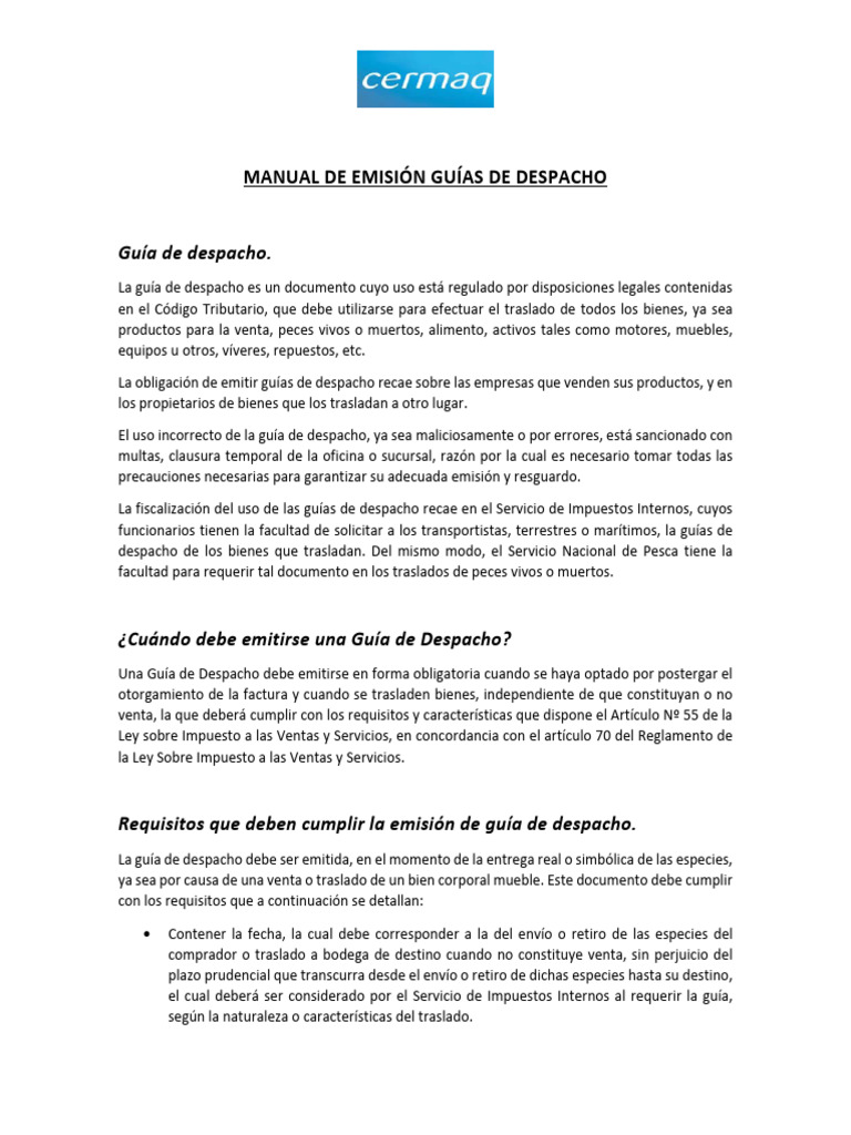 Manual De Emision Guias De Despacho Pdf Factura Impuestos