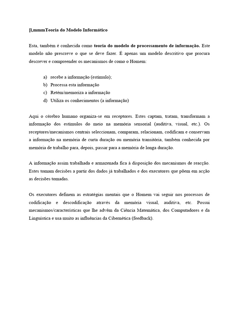 Teoria Do Modelo Informático | PDF
