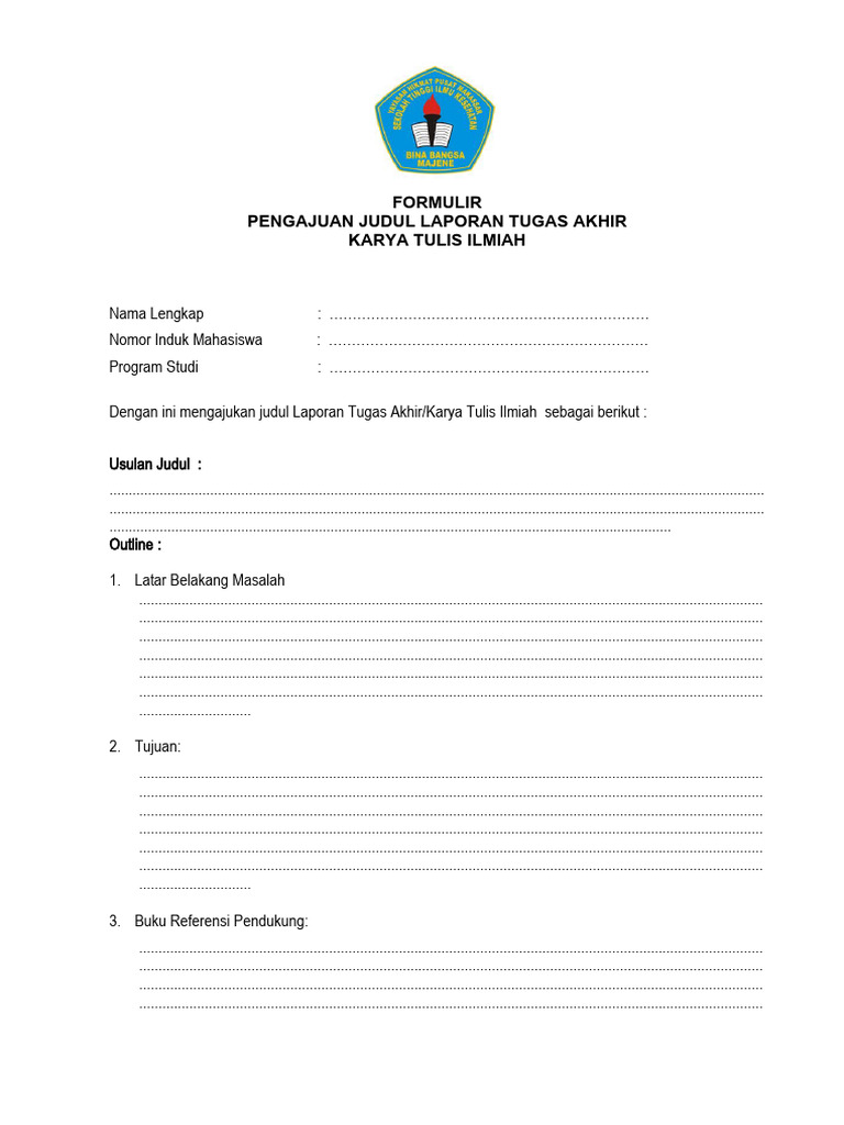 Form - Pengajuan - Judul - D3 Kebidanan | PDF