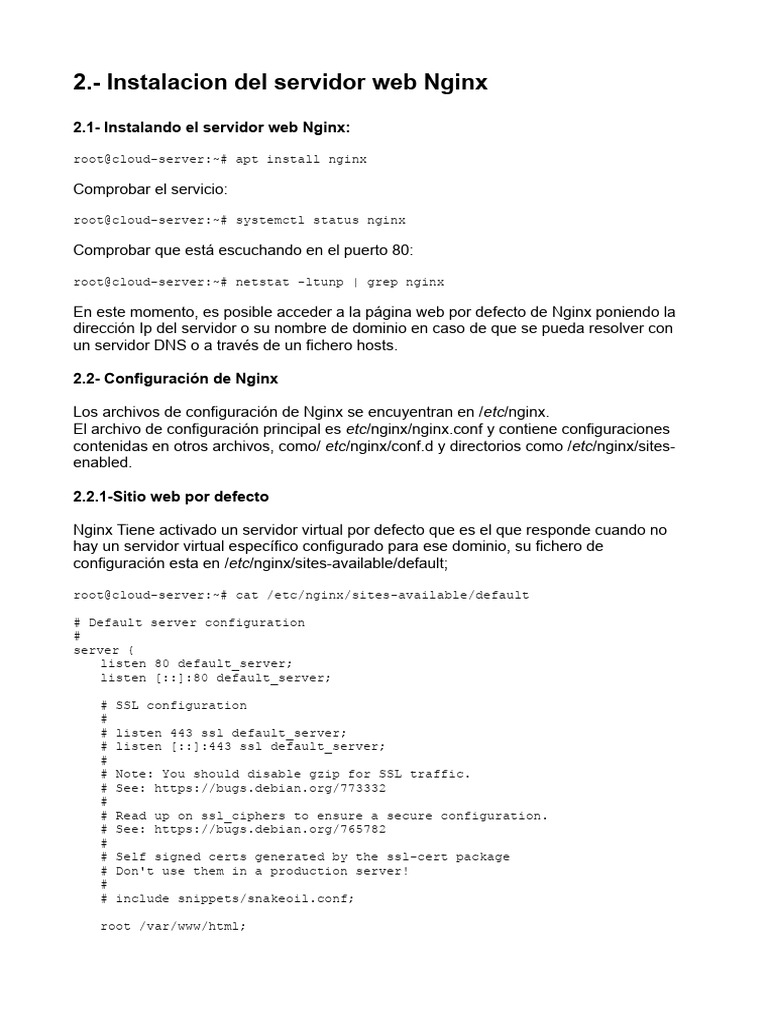 Instalación y Configuración de Nginx | PDF | Redes | Internet y web