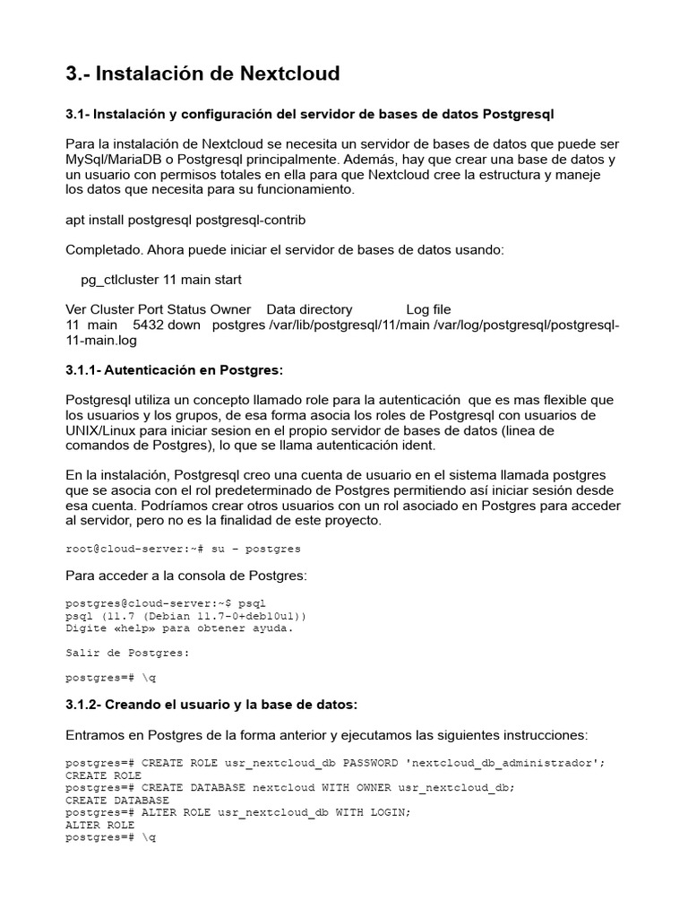 Instalacion de Nextcloud | PDF | Redes | Internet y web