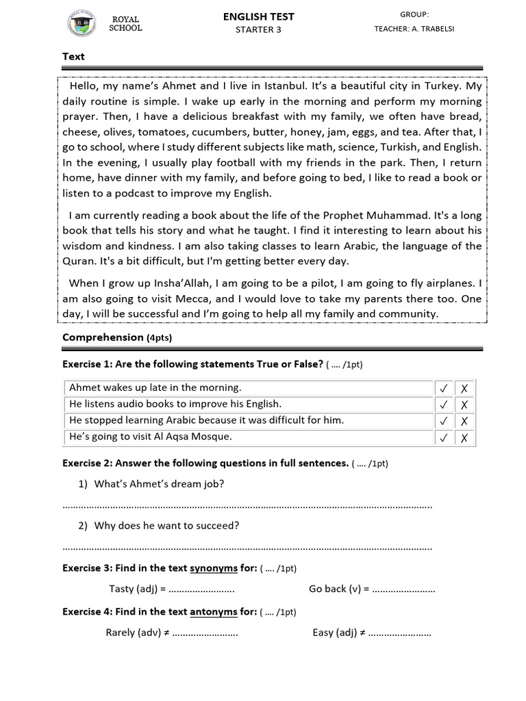 Test Starter 3 (3rd Edition) | PDF | Teaching Methods & Materials