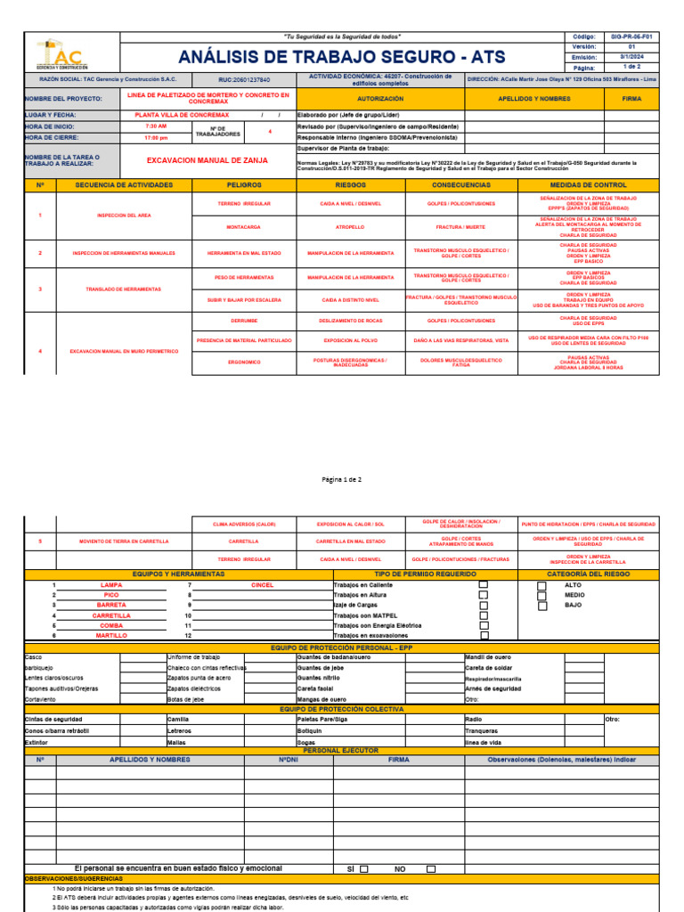 Sig-Pr-005-F02 - Ats Concremax - Ejemplo | PDF