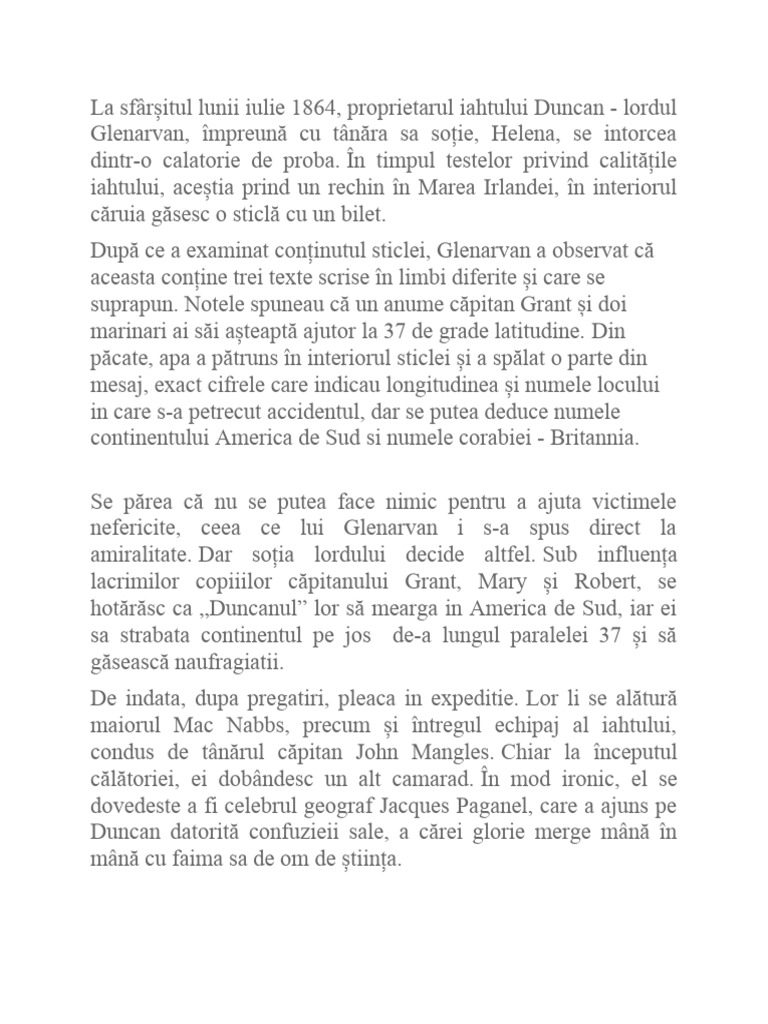 Rezumat Copii De Faina Rezumat - Copii capitanului Grant | PDF