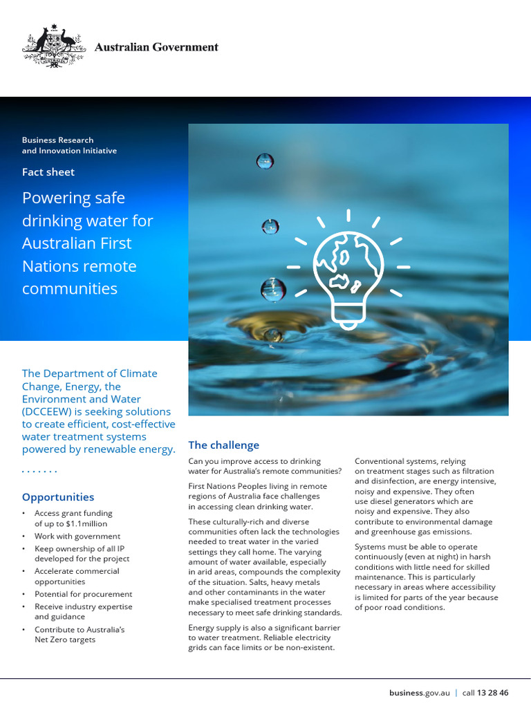 BRII RLE Powering Safe Drinking Water for Australian First Nations ...