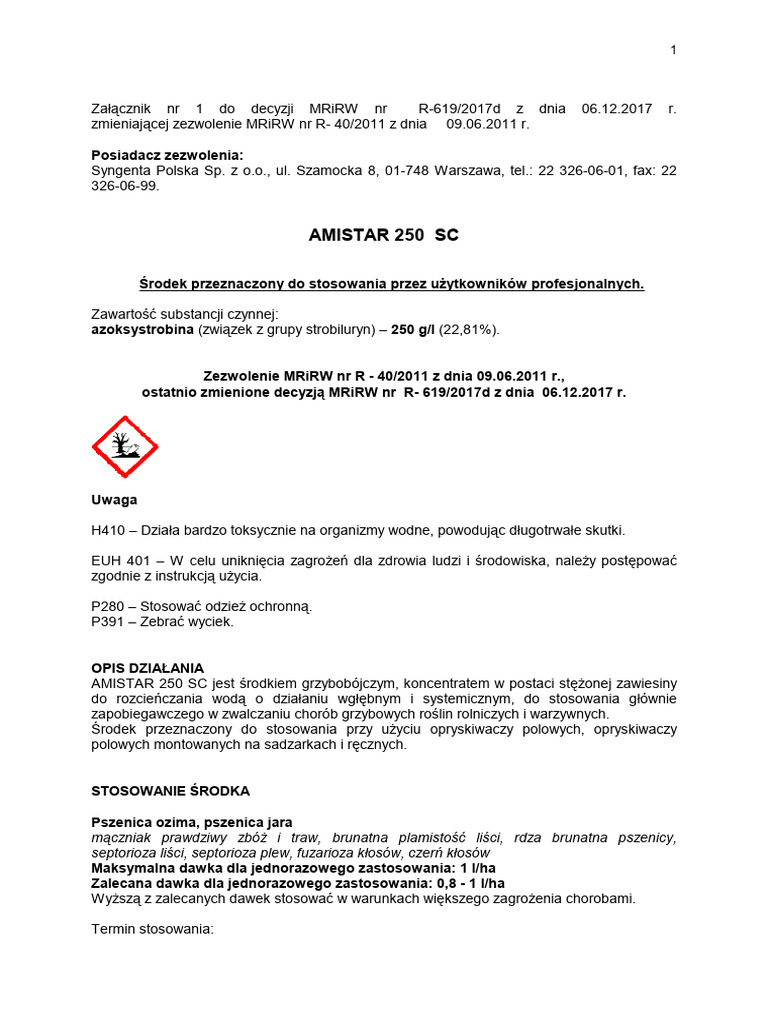 Amistar 250 SC Zast - Prof | PDF