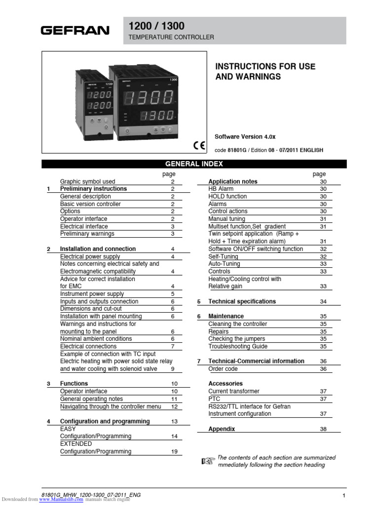 1200 Temperature Controller | PDF | Power Supply | Electromagnetic ...