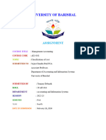 20 AIS 044 (Tonmoy Debnath), AIS 4101, Cost Classifications